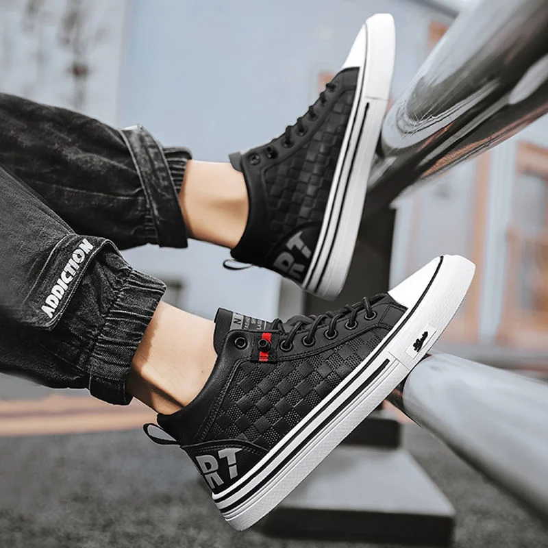 Summer Casual Plaid Pattern Breathable High Top Shoes for Men