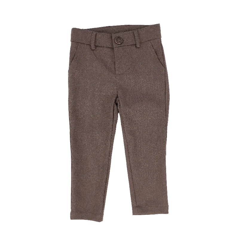 BAMBOO BROWN WOOL SLIM PANTS [Final Sale]