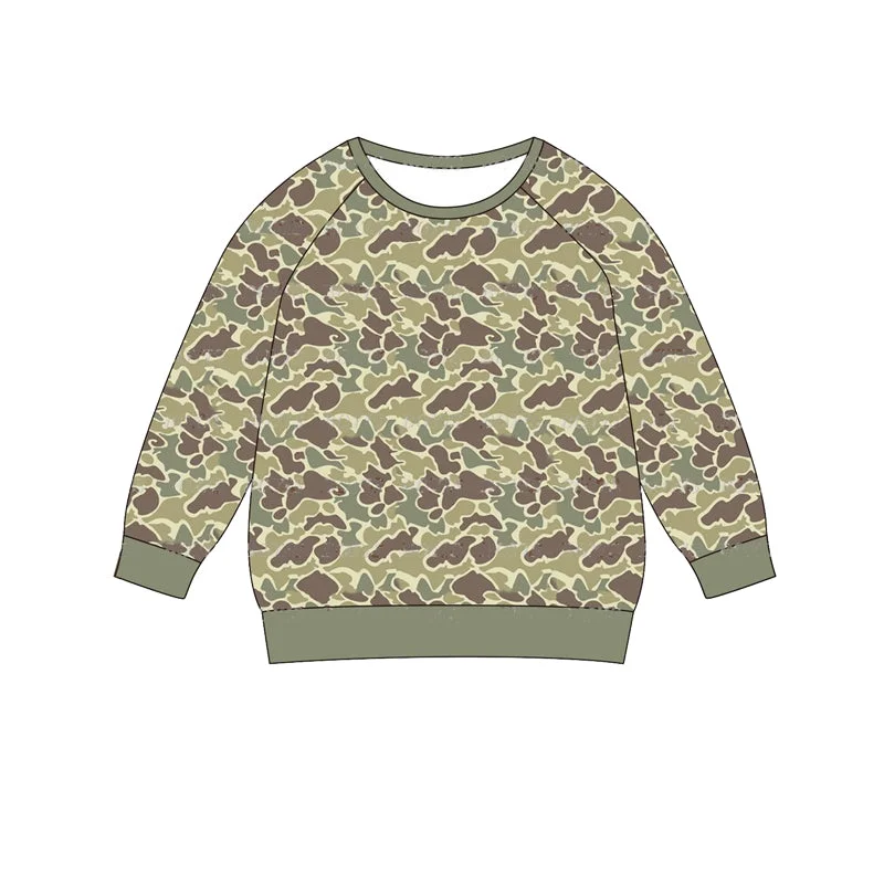 Preorder BT0883 Camouflage brown green long sleeve top high quality