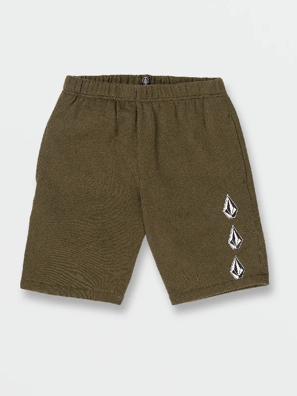 Big Boys Iconic Stone Fleece Shorts - Military