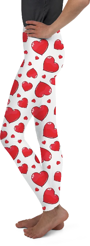 Red Heart Shaped Balloons Youth Leggings