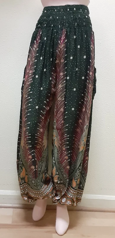 Harem Pants - Peacock Print - Green