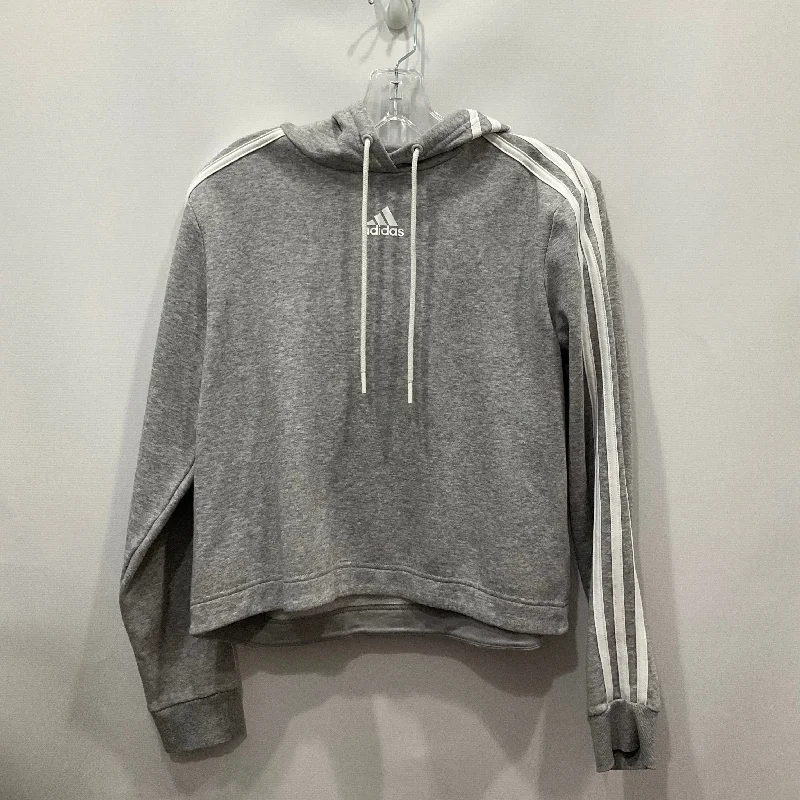 Grey Athletic Sweatshirt Hoodie Crewneck Adidas, Size M