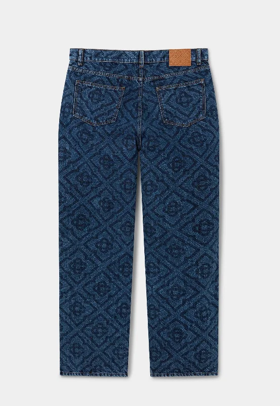 Casablanca Denim Jeans Laser Monogram In Dark Vintage Wash Blue