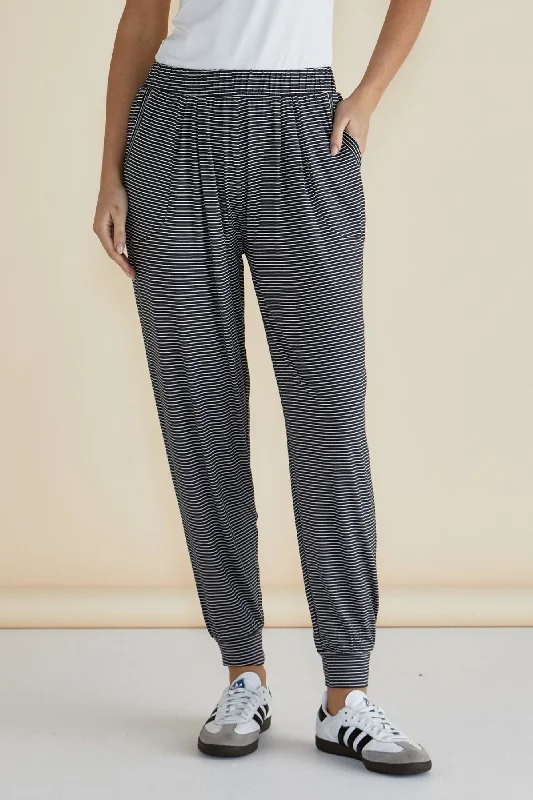 Betty Basics Paris Pant Charcoal Stripe