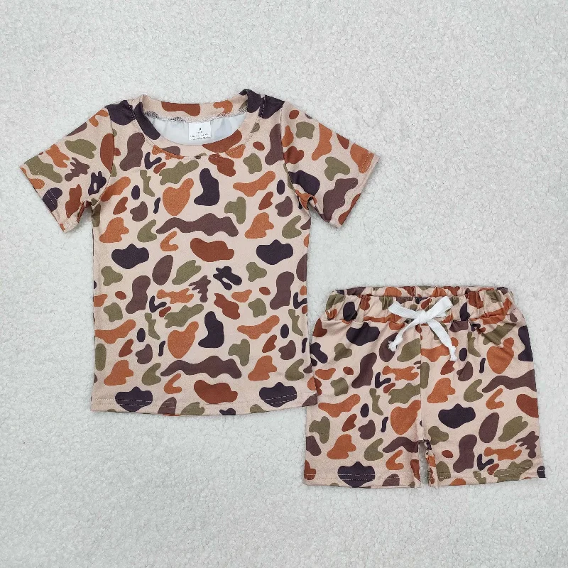 GSSO1724 Brown camouflage short sleeve top shorts outfit Baby girl Boutique outfit   RTS 202412