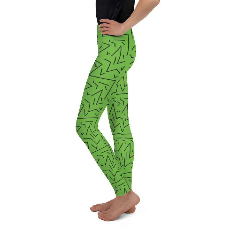 Green Black Line Youth Leggings