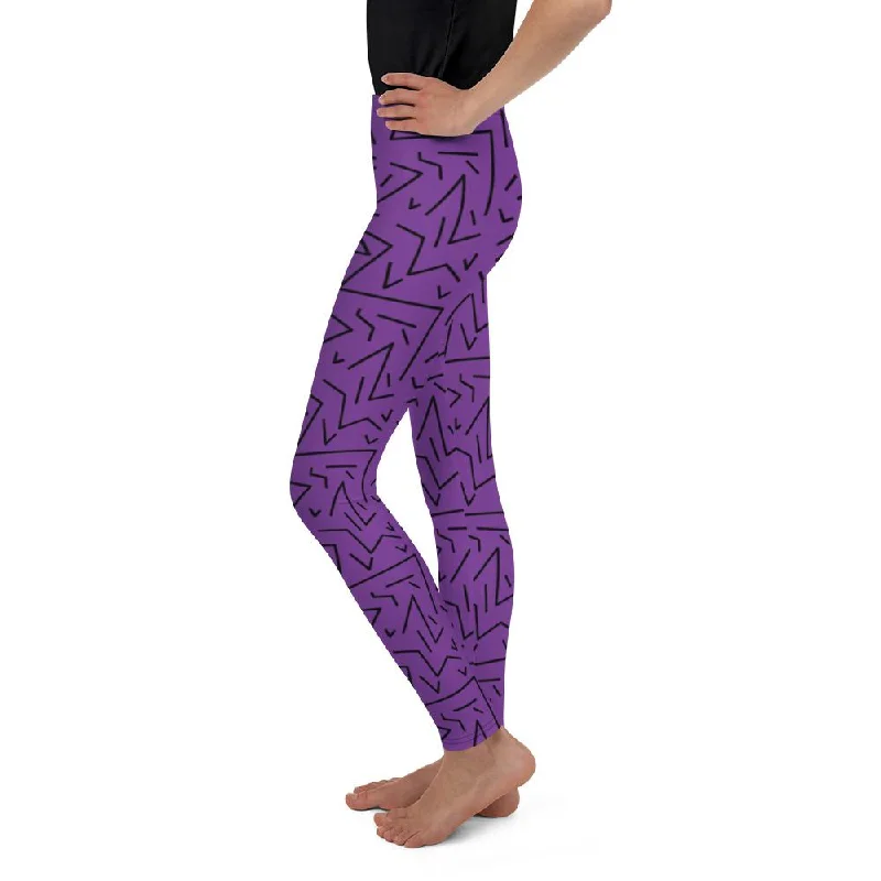 Purple Black Line Youth Leggings