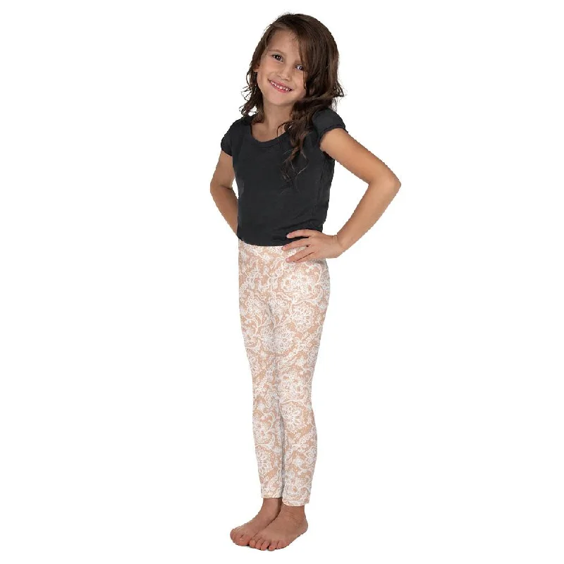 White Faux Lace Kid's Leggings