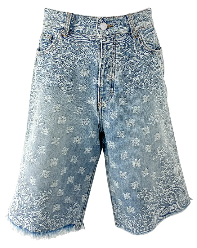 Amiri Bandana Denim Skater Shorts