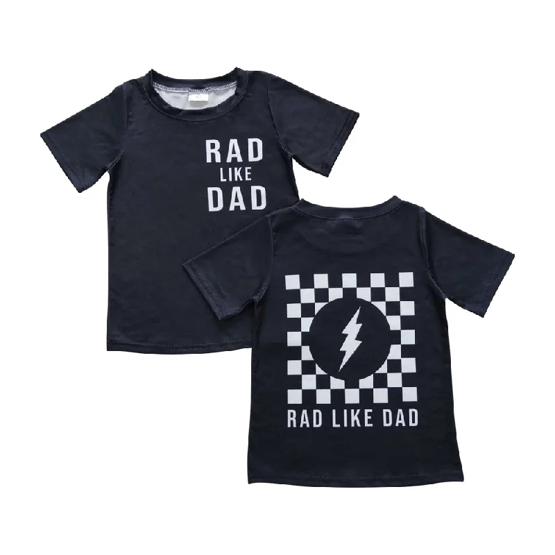 BT0323 Black Short sleeve top with like dad pattern Boy Boutique Outfit  RTS 202412