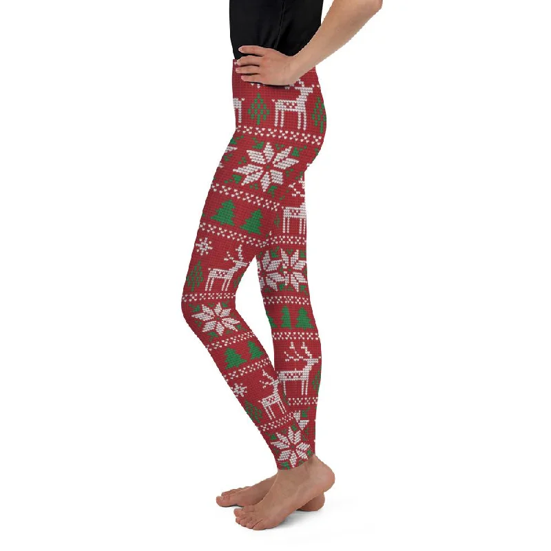 Red Ugly Christmas Youth Leggings