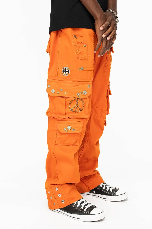 ORIGINAL ROBIN’S JEAN CALL OF DUTY CARGO PANTS IN ORANGE COLOR  WITH ROCK N ROLL PATCH